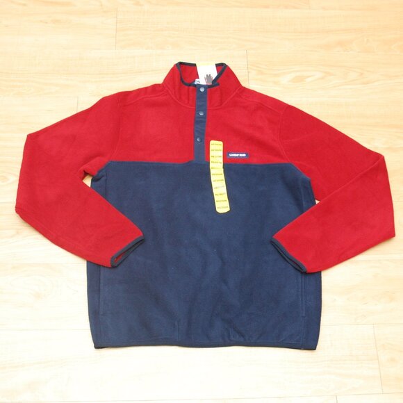 Lands' End Men's Polar Fleece Pullover - Navy Red - Picture 3 of 7